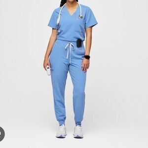 Figs Zamora High Wasited Scrub Pants in Ceil Blue